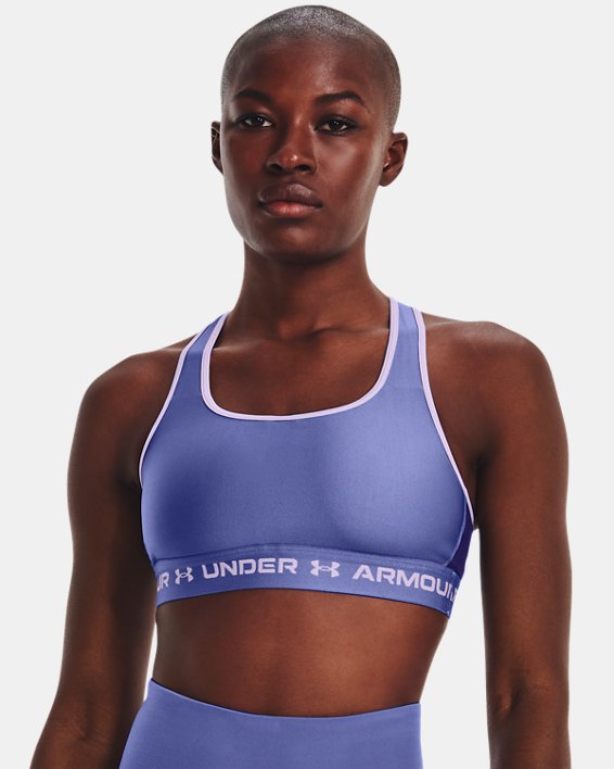 Damen Sport-BH Armour® Mid Crossback, Blue, pdpMainDesktop image number 0
